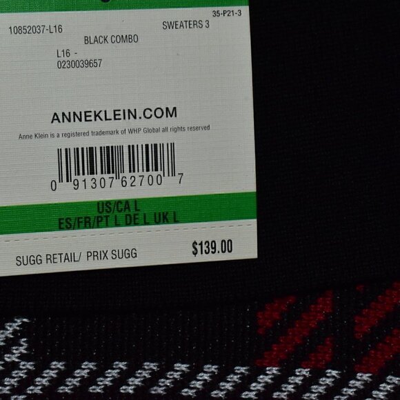 Anne Klein Poncho Pullover Red And Black Plaid Sweater Cape Shawl Size L - Picture 7 of 13